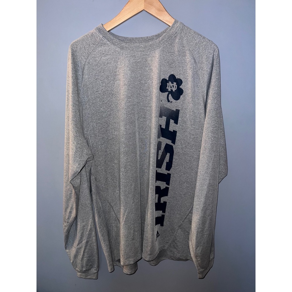 Adidas Notre Dame‎ Fighting Irish Climalite Long Sleeve Shirt Gray Mens XL